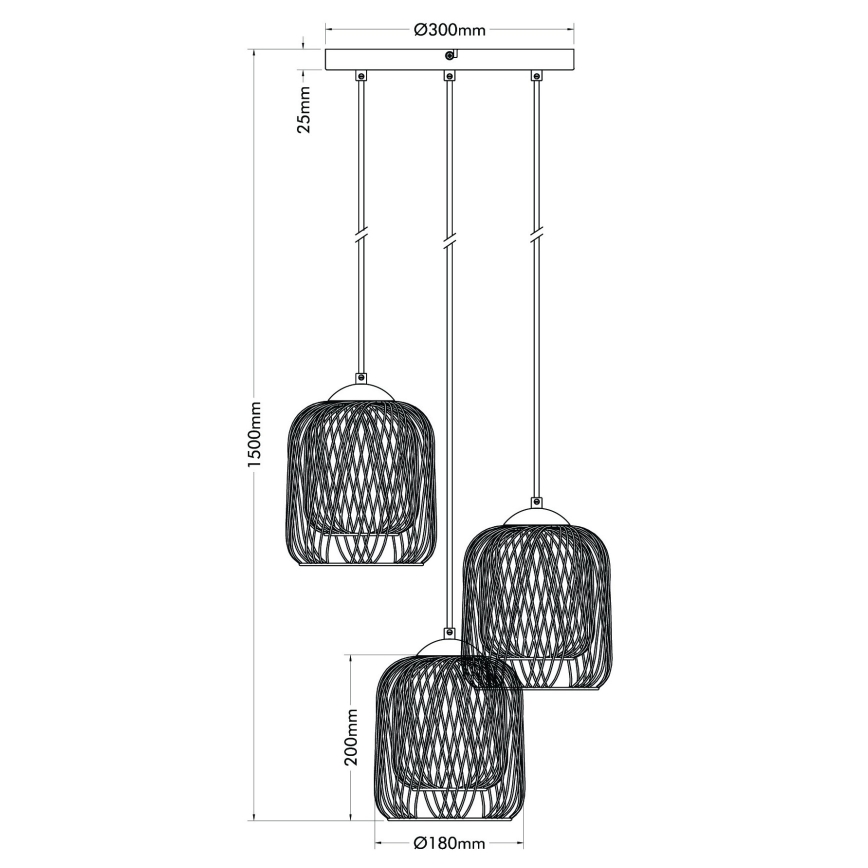 Globo - Riippuvalaisin vaijerilla 3xE27/40W/230V