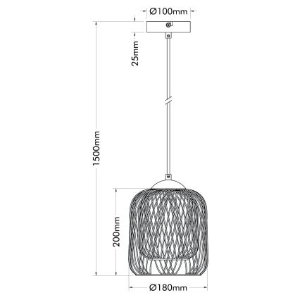Globo - Riippuvalaisin johdolla 1xE27/40W/230V halkaisija 18 cm