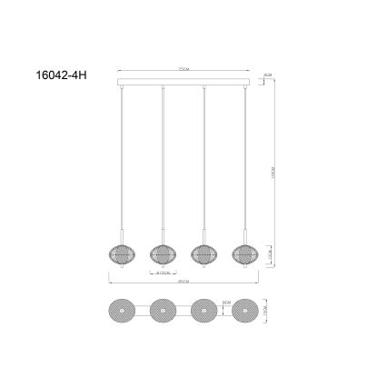 Globo - LED-kattokruunu johdossa 4xLED/5,75W/230V 3000/4500/6500K