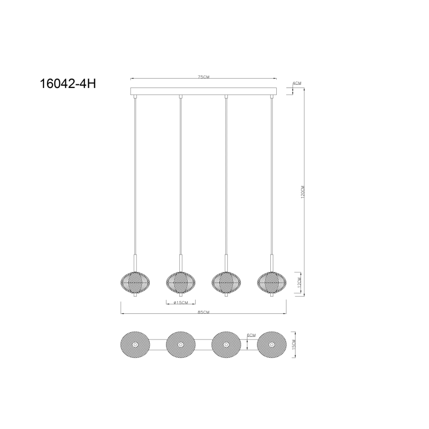 Globo - LED-kattokruunu johdossa 4xLED/5,75W/230V 3000/4500/6500K