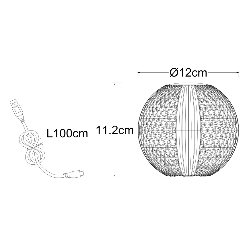 Globo - Himmennettävä LED-kosketuspöytävalaisin LED/2W/5V 1200 mAh USB läpinäkyvä