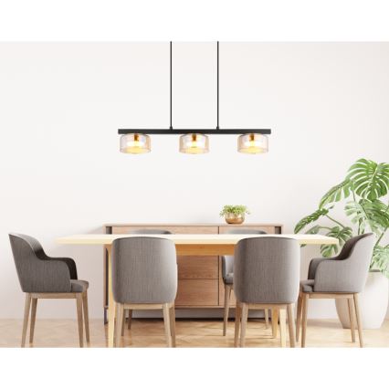 Globo - LED-kattokruunu johdossa 3xGX53/6W/230V savuinen/ruskea