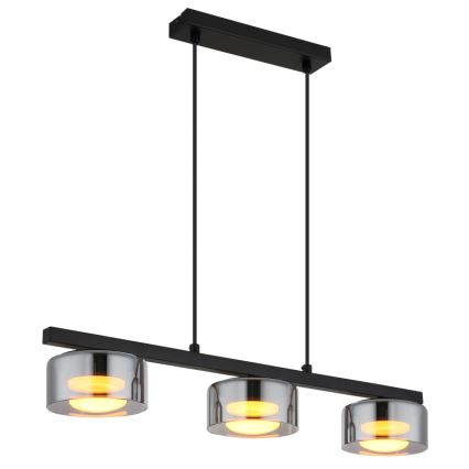 Globo - LED-kattokruunu johdossa 3xGX53/6W/230V savuinen/musta