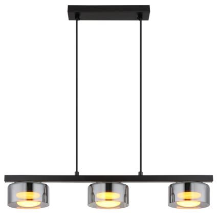 Globo - LED-kattokruunu johdossa 3xGX53/6W/230V savuinen/musta