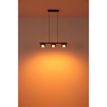 Globo - LED-kattokruunu johdossa 3xGX53/6W/230V savuinen/musta
