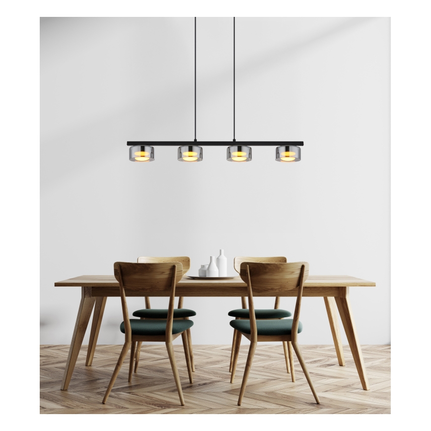 Globo - LED-kattokruunu johdossa 4xGX53/6W/230V savuinen/musta