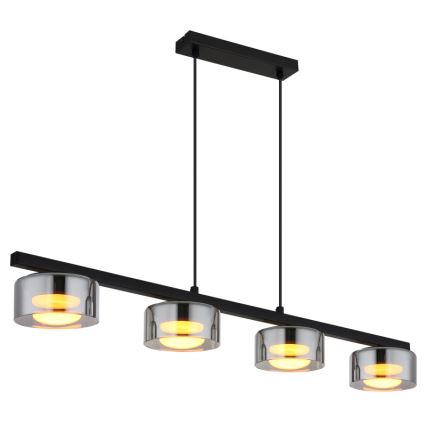 Globo - LED-kattokruunu johdossa 4xGX53/6W/230V savuinen/musta