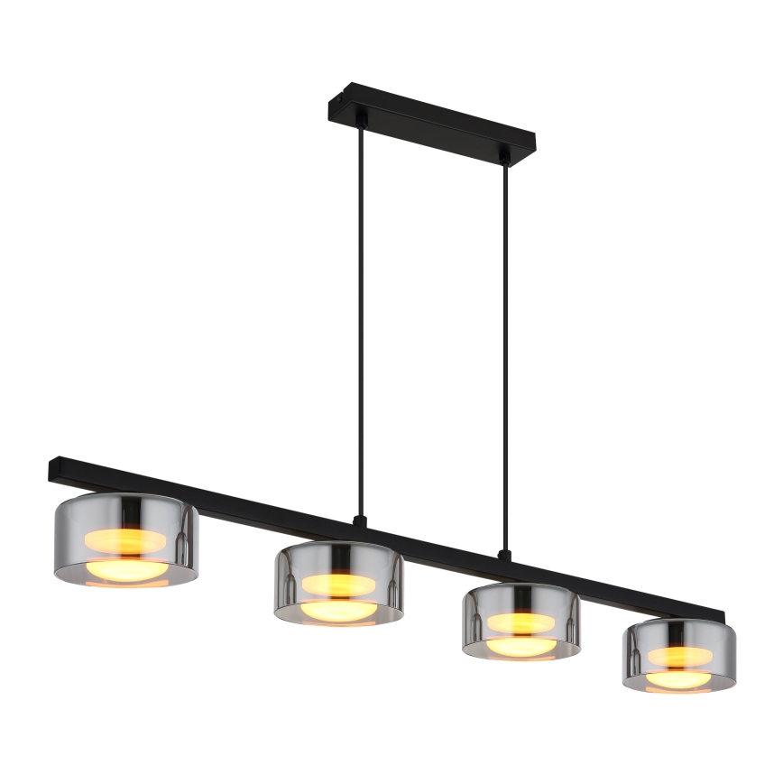 Globo - LED-kattokruunu johdossa 4xGX53/6W/230V savuinen/musta