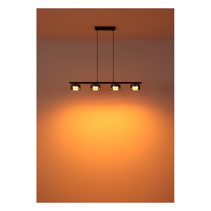 Globo - LED-kattokruunu johdossa 4xGX53/6W/230V savuinen/musta