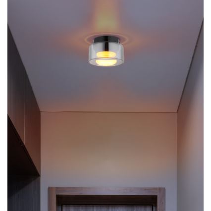 Globo - LED-kattovalaisin 1xGX53/6W/230V halkaisija 13 cm savuinen/musta