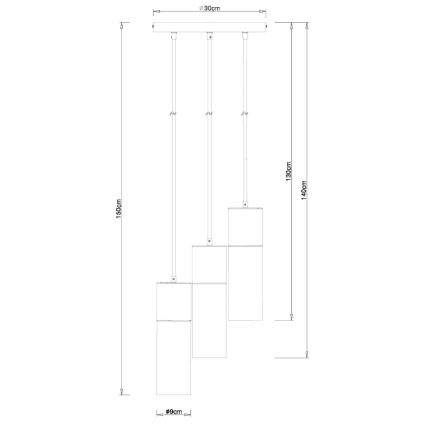 Globo - Kattokruunu johdossa 3xE27/25W/230V halkaisija 30 cm musta