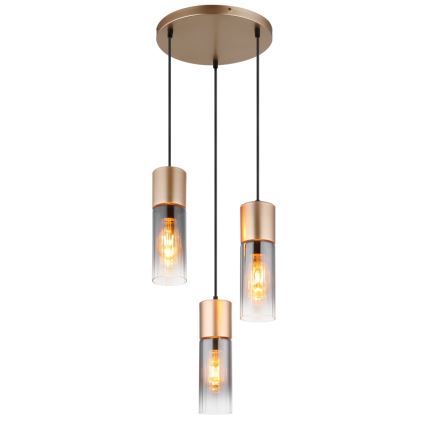 Globo - Pronssinvärinen riippuvalaisin kaapelilla, 3 x E27 / 25 W / 230 V, Ø 30 cm