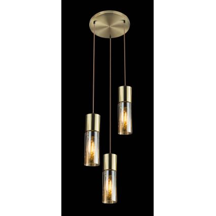 Globo - Kattokruunu johdossa 3xE27/25W/230V halkaisija 30 cm messinki