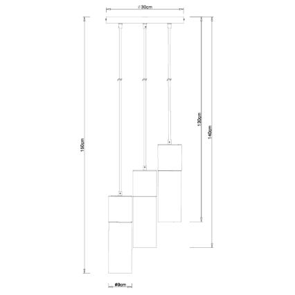 Globo - Kattokruunu johdossa 3xE27/25W/230V halkaisija 30 cm messinki