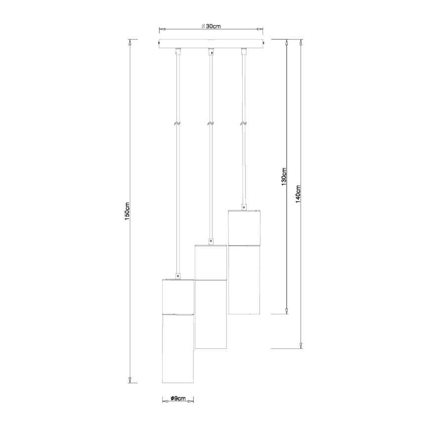 Globo - Kattokruunu johdossa 3xE27/25W/230V halkaisija 30 cm messinki