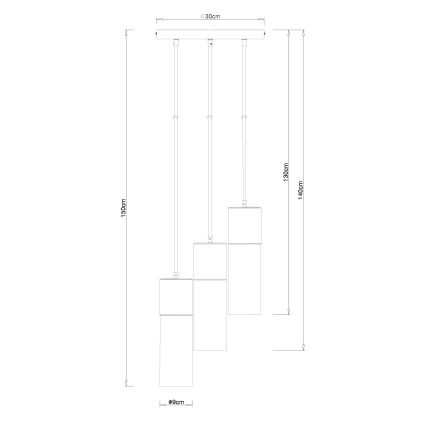 Globo - Kattokruunu johdossa 3xE27/25W/230V halkaisija 30 cm mattakromi
