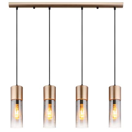 Globo - Langalla ripustettava riippuvalaisin 4xE27/25W/230V pronssinvärinen