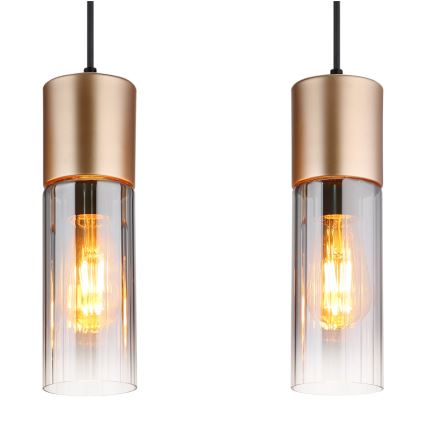 Globo - Langalla ripustettava riippuvalaisin 4xE27/25W/230V pronssinvärinen
