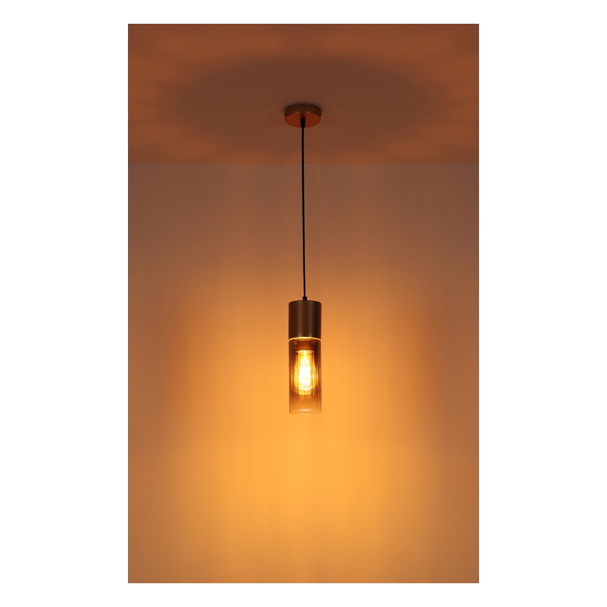 Globo - Riippuvalaisin johdolla 1xE27/25W/230V pronssinvärinen halkaisija 10,5 cm