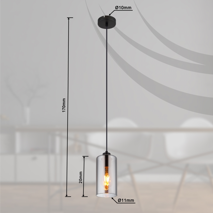 Globo - Kattokruunu johdossa 1xE27/25W/230V halkaisija 11 cm musta