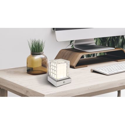 Globo - Himmennettävä LED-kosketuspöytävalaisin LED/2,5W/3,7V 2700K/4000K/6500K 1800 mAh USB mattakromi