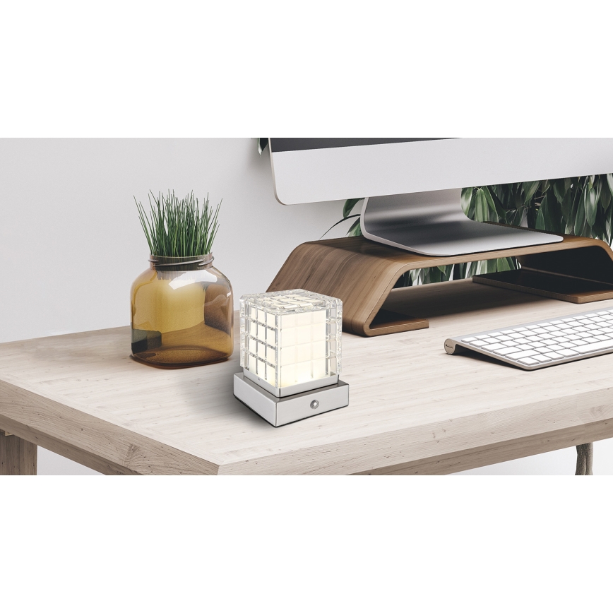 Globo - Himmennettävä LED-kosketuspöytävalaisin LED/2,5W/3,7V 2700K/4000K/6500K 1800 mAh USB mattakromi