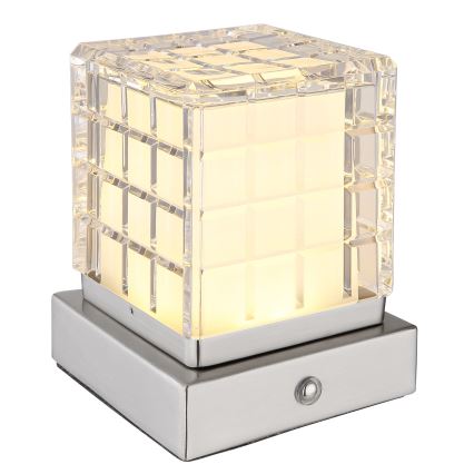 Globo - Himmennettävä LED-kosketuspöytävalaisin LED/2,5W/3,7V 2700K/4000K/6500K 1800 mAh USB mattakromi