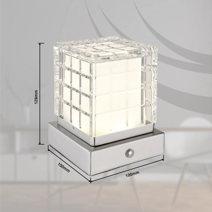 Globo - Himmennettävä LED-kosketuspöytävalaisin LED/2,5W/3,7V 2700K/4000K/6500K 1800 mAh USB mattakromi