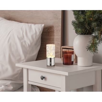 Globo - Himmennettävä LED-kosketuspöytävalaisin LED/2,5W/3,7V 2700K/4000K/6500K 1800 mAh USB mattakromi