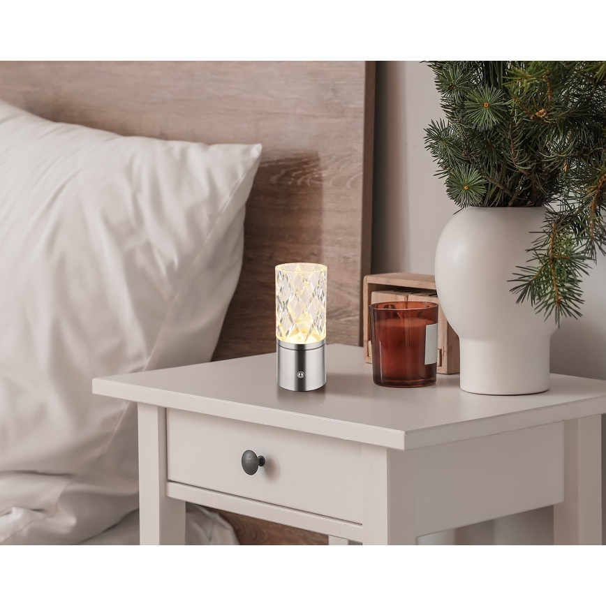 Globo - Himmennettävä LED-kosketuspöytävalaisin LED/2,5W/3,7V 2700K/4000K/6500K 1800 mAh USB mattakromi