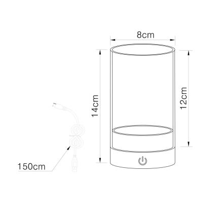 Globo - LED Ulkotila himmennettävä ladattava kosketus pöytävalaisin LED/2W/3,7V 2700/4000/6500K 1200mAh IP44 beige