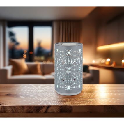 Globo - LED RGB Kosketus ladattava pöytävalaisin LED/1W/5V 500 mAh harmaa