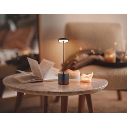 Globo - Himmennettävä LED-kosketuspöytävalaisin LED/1,2W/3,7V 2000K/3500K/7000K 1200 mAh USB musta