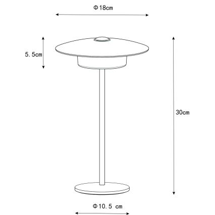 Globo - LED Ulkotila ladattava kosketus pöytävalaisin LED/3W/3,7V 1800/2700/3000K IP44 1800 mAh harmaa