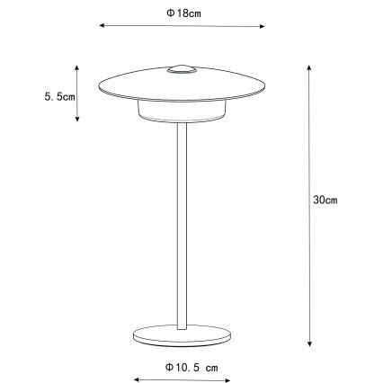 Globo - LED Ulkotila ladattava kosketus pöytävalaisin LED/3W/3,7V 1800/2700/3000K IP44 1800 mAh valkoinen