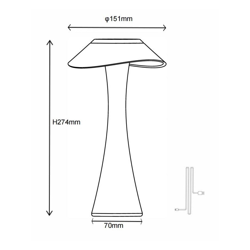 Globo - LED Himmennettävä ja ladattava pöytälamppu LED/2,5W/3,7V 1200mAh 2700K/4500K/6500K kulta