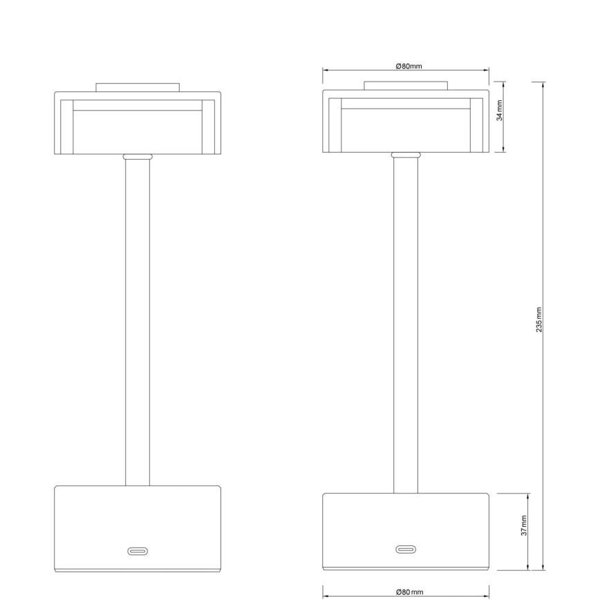 Globo - LED Himmennettävä ladattava kosketuspöytävalaisin LED/2,5W/3,7V 2700/4000/6500K 1800mAh messinki