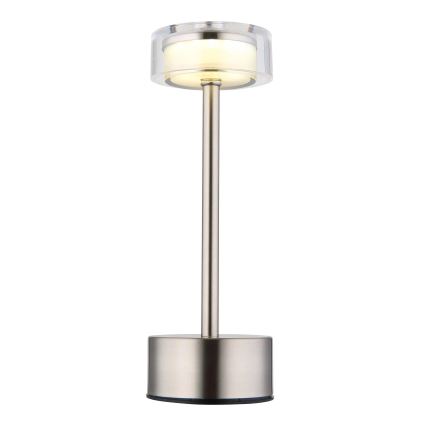 Globo - LED Himmennettävä ladattava kosketuspöytävalaisin LED/2,5W/3,7V 2700/4000/6500K 1800mAh mattakromi