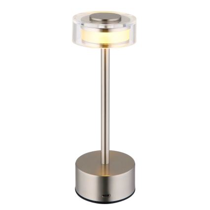 Globo - LED Himmennettävä ladattava kosketuspöytävalaisin LED/2,5W/3,7V 2700/4000/6500K 1800mAh mattakromi