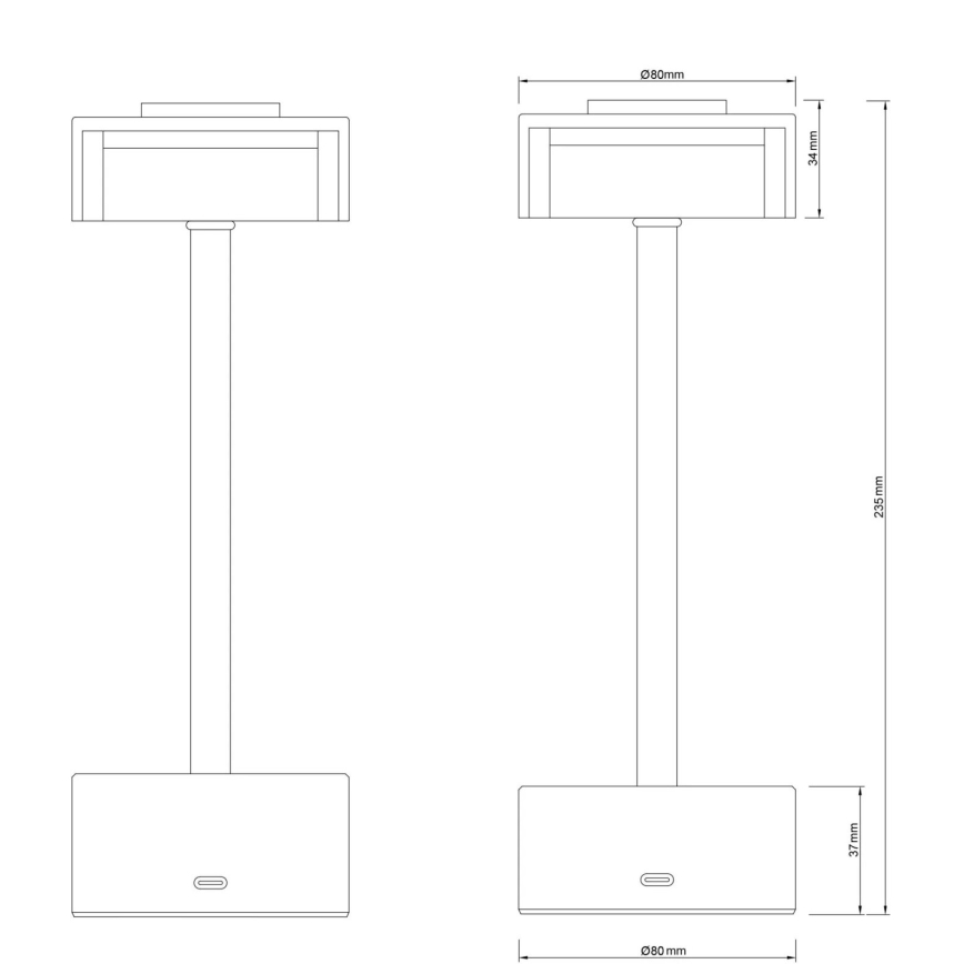 Globo - LED Himmennettävä ladattava kosketuspöytävalaisin LED/2,5W/3,7V 2700/4000/6500K 1800mAh musta