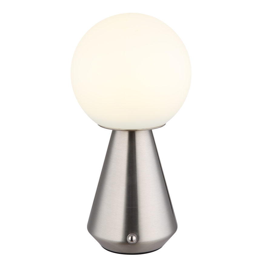Globo - LED himmennettävä kosketusohjattu ulkokäyttöön tarkoitettu pöytävalaisin LED/1,5W/5V 3000/4500/6500K 1800 mAh IP41 mattakromi