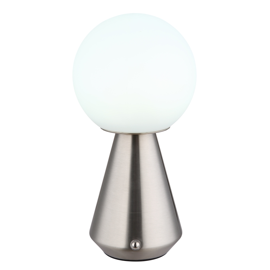 Globo - LED himmennettävä kosketusohjattu ulkokäyttöön tarkoitettu pöytävalaisin LED/1,5W/5V 3000/4500/6500K 1800 mAh IP41 mattakromi
