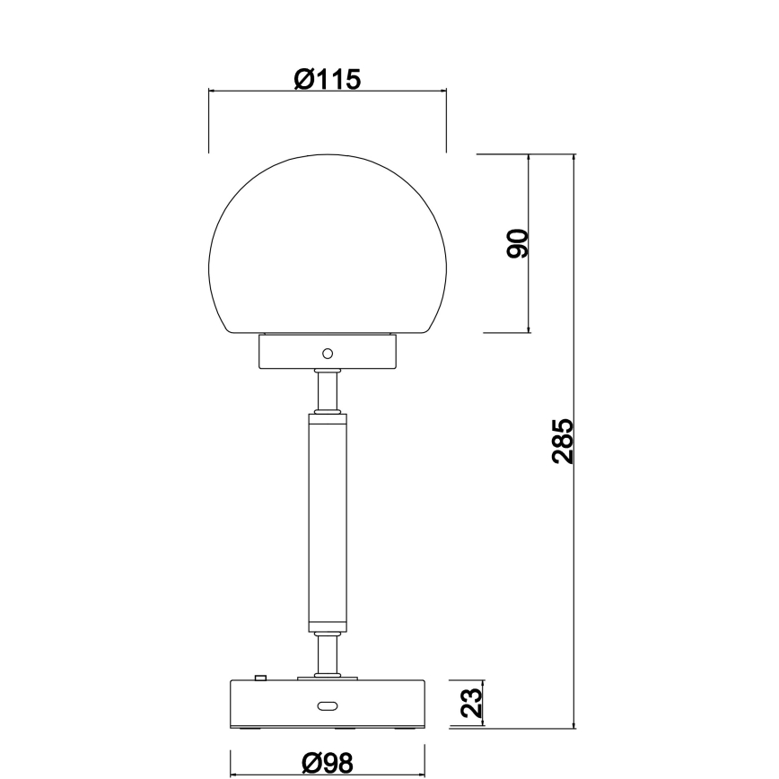 Globo - LED Himmennettävä ladattava kosketuspöytävalaisin LED/2,5W/5V 1800mAh 2700/4000/6500K messinki