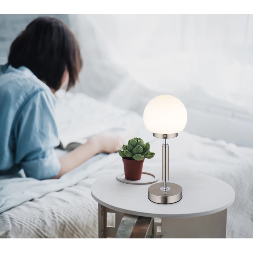 Globo - LED Himmennettävä ladattava kosketuspöytävalaisin LED/2,5W/5V 1800mAh 2700/4000/6500K mattakromi