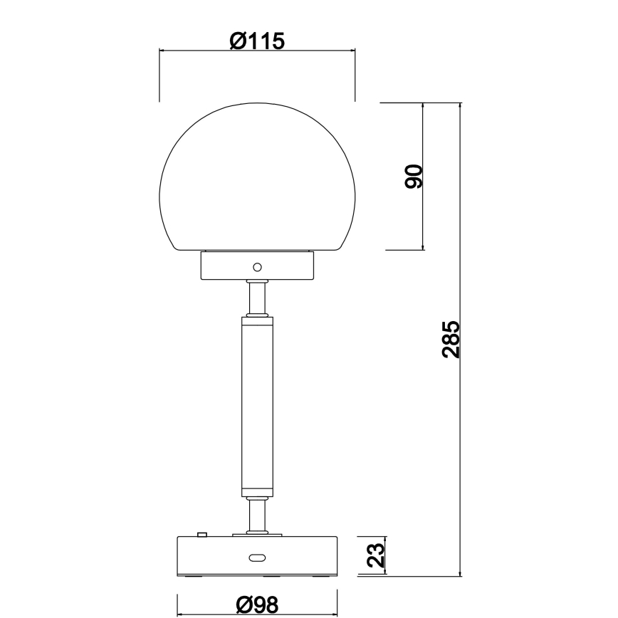 Globo - LED Himmennettävä ladattava kosketuspöytävalaisin LED/2,5W/5V 1800mAh 2700/4000/6500K mattakromi