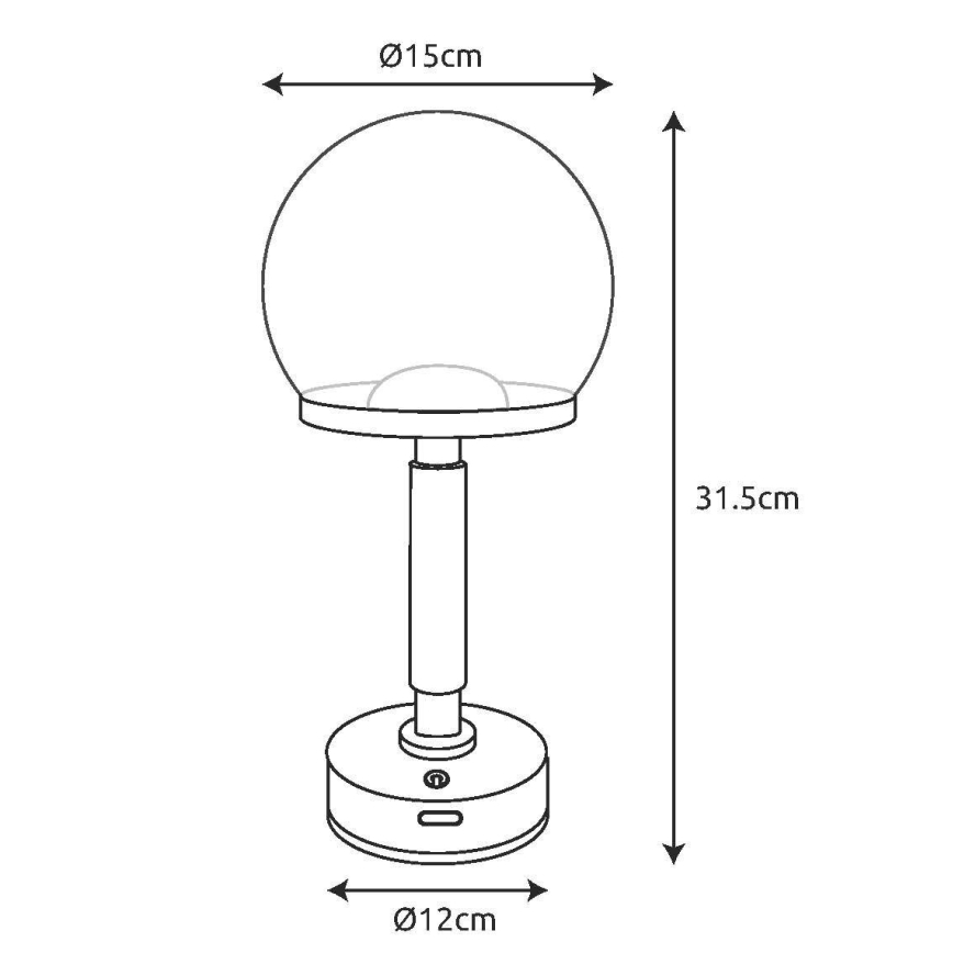 Globo - LED Himmennettävä ladattava kosketuspöytävalaisin LED/2,5W/5V 1800mAh 2700/4000/6500K musta