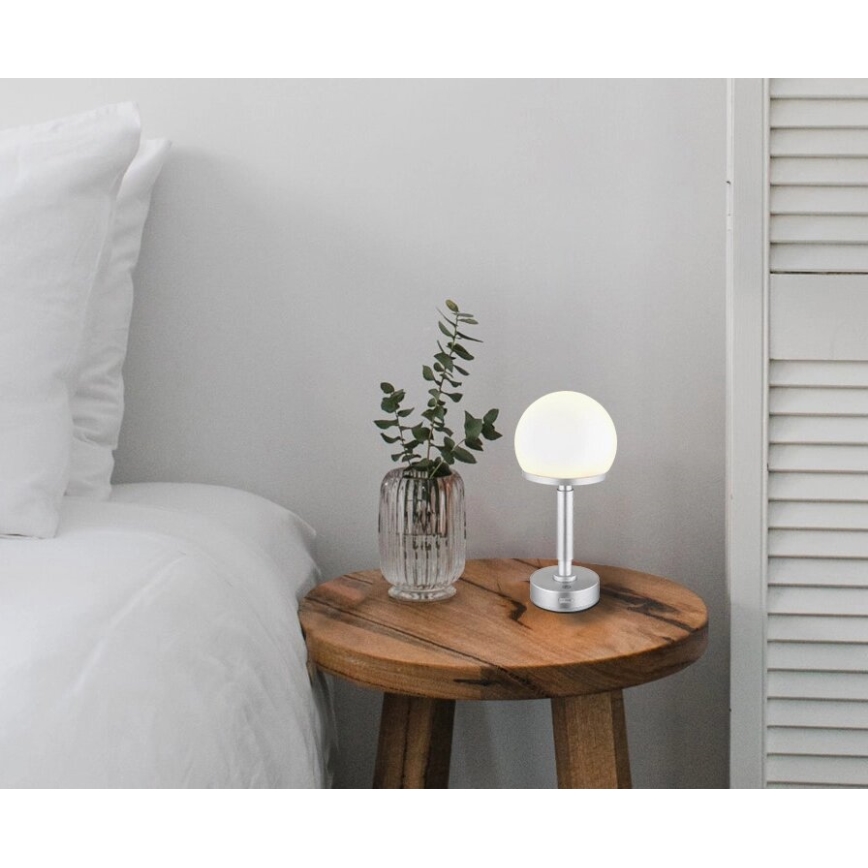 Globo - LED Himmennettävä ladattava kosketuspöytävalaisin LED/2,5W/5V 1800mAh 2800K hopea