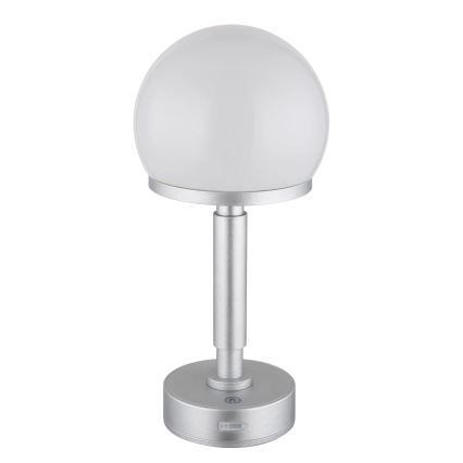 Globo - LED Himmennettävä ladattava kosketuspöytävalaisin LED/2,5W/5V 1800mAh 2800K hopea