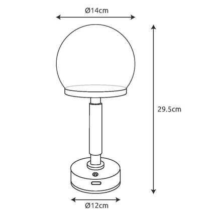 Globo - LED Himmennettävä ladattava kosketuspöytävalaisin LED/2,5W/5V 1800mAh 2800K valkoinen