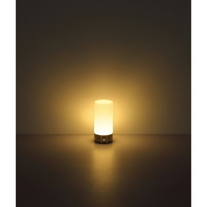 Globo - LED RGBW himmennettävä kosketusohjattu ulkokäyttöön tarkoitettu pöytävalaisin LED/1,8W/5V 1500 mAh IP44 mattakromi